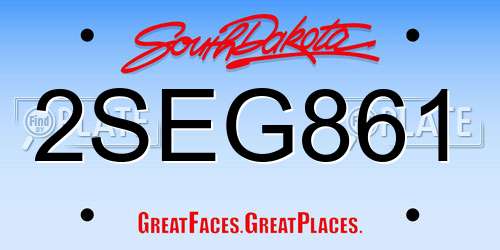2SEG861 South Dakota License Plate