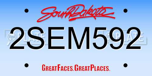 2SEM592 South Dakota License Plate