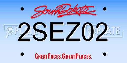 2SEZ02 South Dakota License Plate
