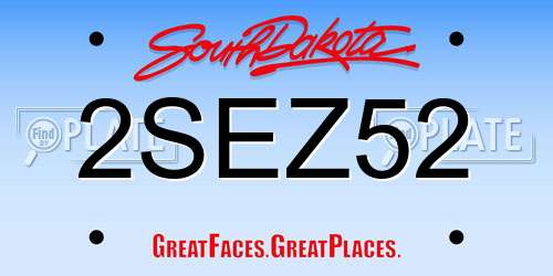 2SEZ52 South Dakota License Plate