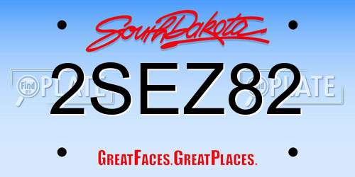 2SEZ82 South Dakota License Plate