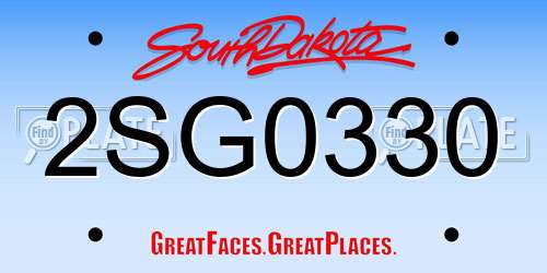 2SG0330 South Dakota License Plate