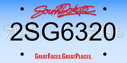 2SG6320 South Dakota License Plate