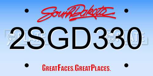 2SGD330 South Dakota License Plate