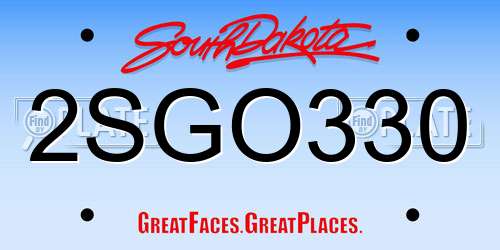 2SGO330 South Dakota License Plate