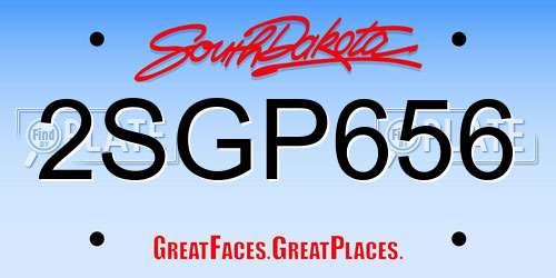 2SGP656 South Dakota License Plate