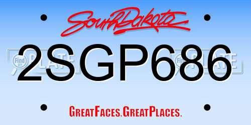 2SGP686 South Dakota License Plate
