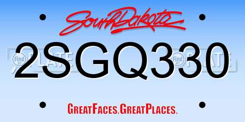 2SGQ330 South Dakota License Plate