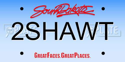2SHAWT South Dakota License Plate