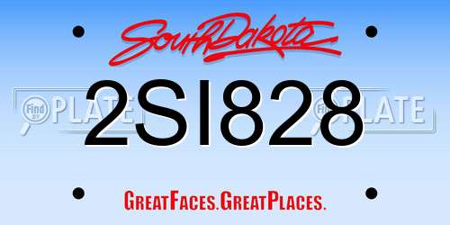 2SI828 South Dakota License Plate