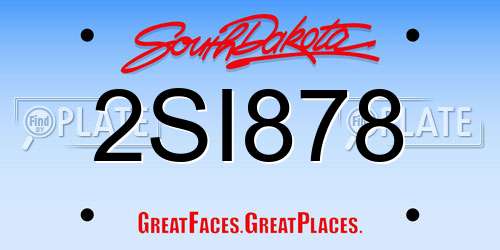 2SI878 South Dakota License Plate