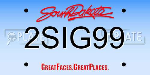 2SIG99 South Dakota License Plate