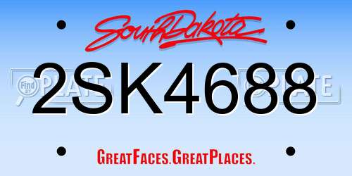 2SK4688 South Dakota License Plate
