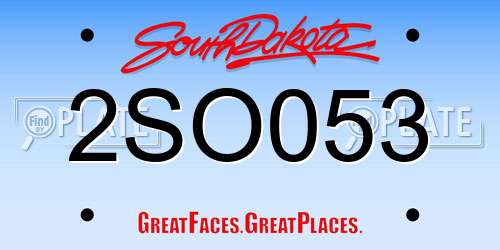 2SO053 South Dakota License Plate