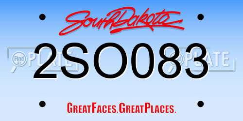 2SO083 South Dakota License Plate