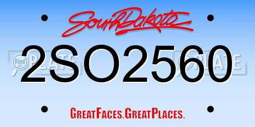 2SO2560 South Dakota License Plate
