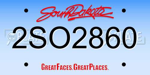 2SO2860 South Dakota License Plate
