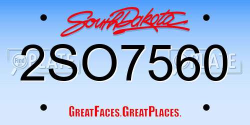 2SO7560 South Dakota License Plate