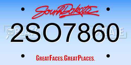 2SO7860 South Dakota License Plate