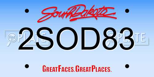 2SOD83 South Dakota License Plate