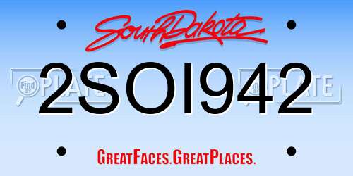 2SOI942 South Dakota License Plate