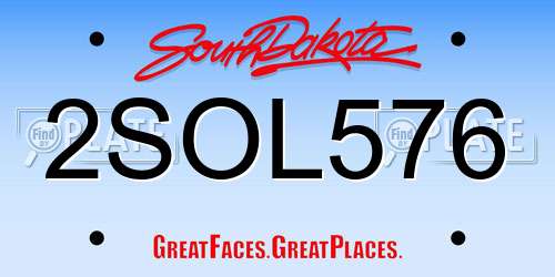 2SOL576 South Dakota License Plate