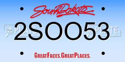 2SOO53 South Dakota License Plate