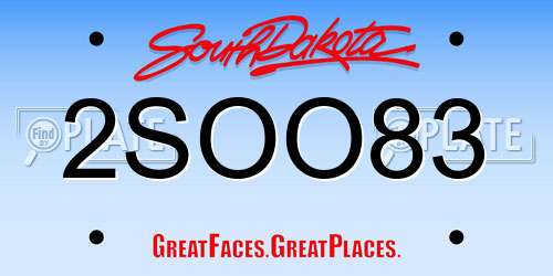 2SOO83 South Dakota License Plate