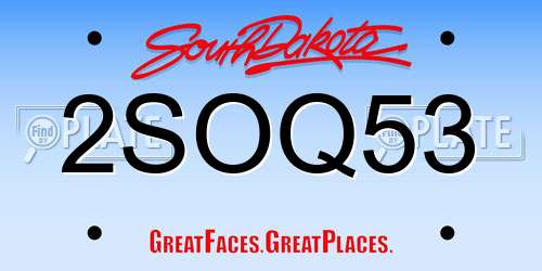 2SOQ53 South Dakota License Plate