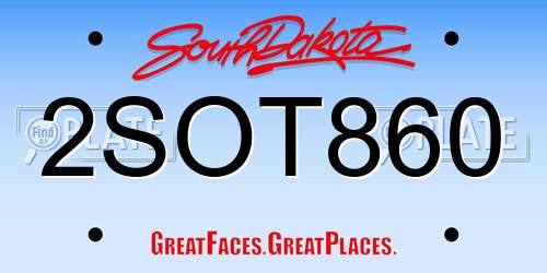 2SOT860 South Dakota License Plate