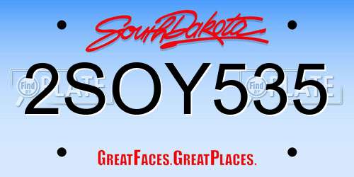 2SOY535 South Dakota License Plate