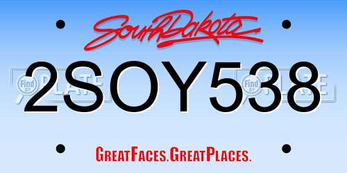 2SOY538 South Dakota License Plate