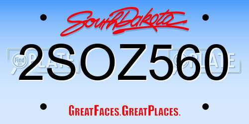 2SOZ560 South Dakota License Plate