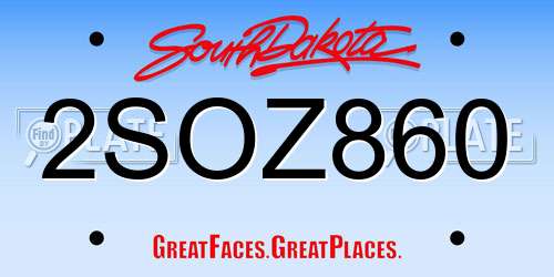2SOZ860 South Dakota License Plate