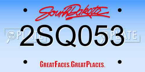 2SQ053 South Dakota License Plate