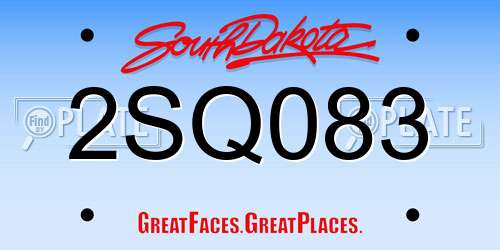 2SQ083 South Dakota License Plate