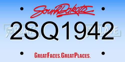 2SQ1942 South Dakota License Plate