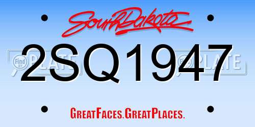 2SQ1947 South Dakota License Plate