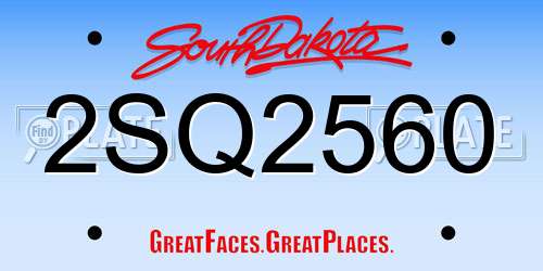 2SQ2560 South Dakota License Plate
