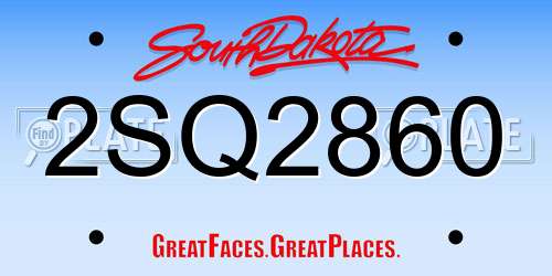 2SQ2860 South Dakota License Plate