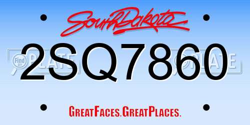 2SQ7860 South Dakota License Plate