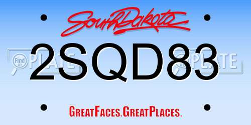 2SQD83 South Dakota License Plate