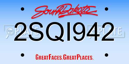 2SQI942 South Dakota License Plate