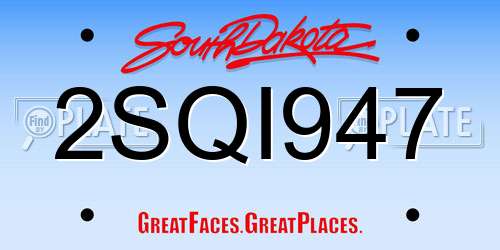 2SQI947 South Dakota License Plate