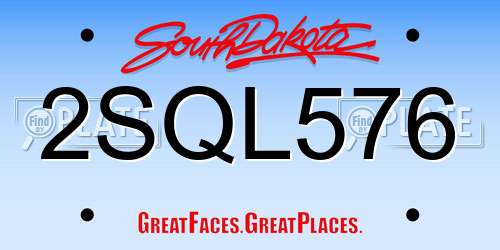 2SQL576 South Dakota License Plate