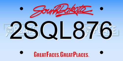 2SQL876 South Dakota License Plate