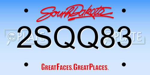 2SQQ83 South Dakota License Plate