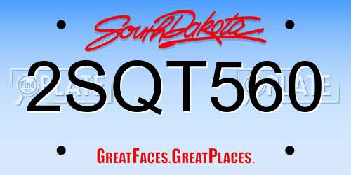 2SQT560 South Dakota License Plate