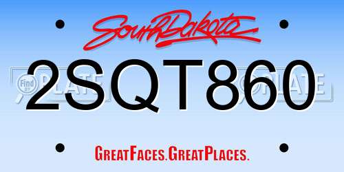 2SQT860 South Dakota License Plate