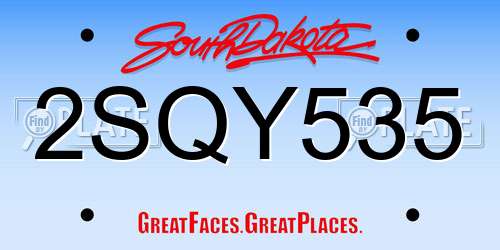2SQY535 South Dakota License Plate